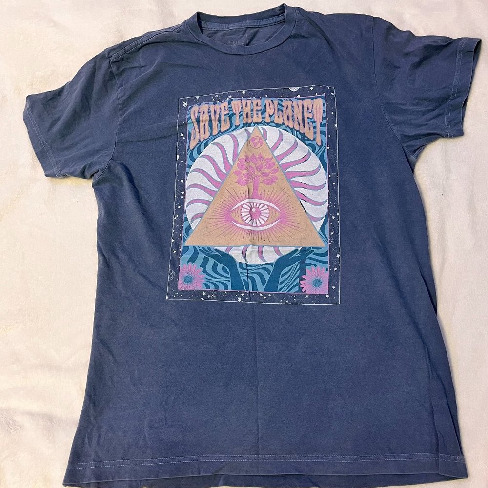 Blue Illuminate Save the Planet T- Shirt